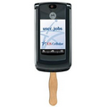 Cell Phone Stock Shape Fan w/ Wooden Stick